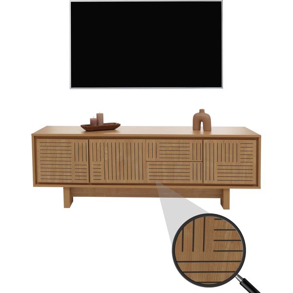 Porta Tv HWC-O34, Porta Tv Tavolino Porta Tv Cassettiera, Cassettiera, Ripiani, Melamina 51,5X150X39,5 Cm ~ Olmo Naturale-image