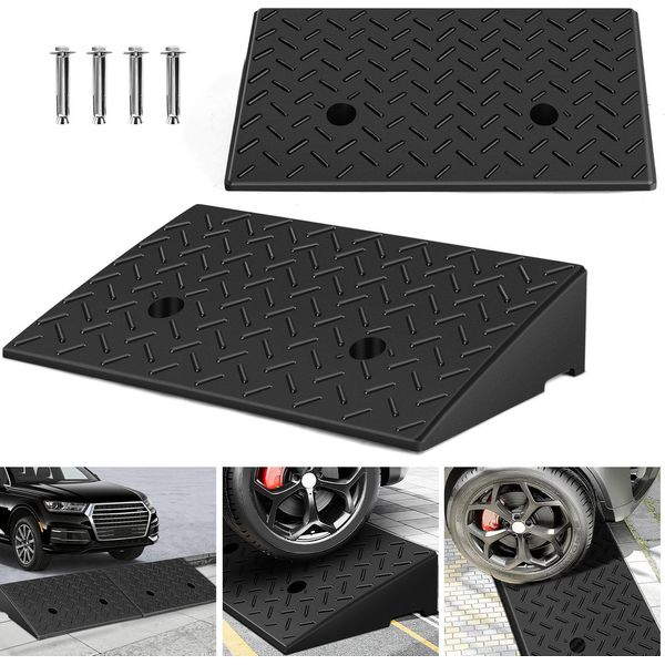 Jayseuw 2X Rampa A Cordolo Rampe Di Accesso In Gomma Rampa A Soglia Rampa Portatile Per Sedia A Rotelle 49X30X11Cm Antiscivolo Per Sedia A Rotelle Rollator-image