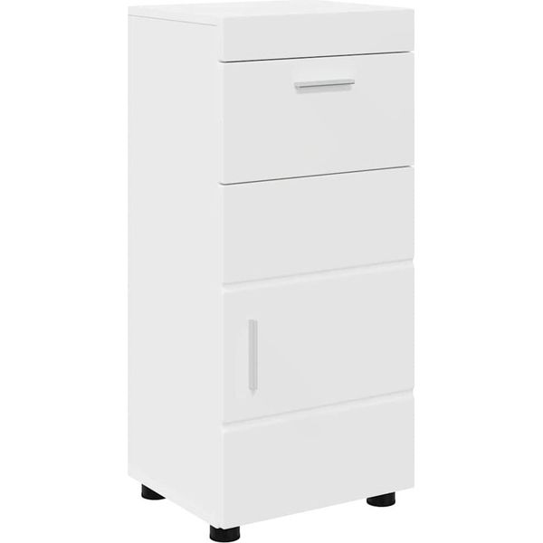 Vidaxl Set Di Armadietti Da Bagno Con Contenitore Tulum Bianco 37 X 31,5 X 82 Cm-image