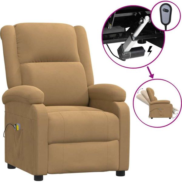 Syfax™ Poltrona Massaggiante Elettrica Marrone In Velluto-image