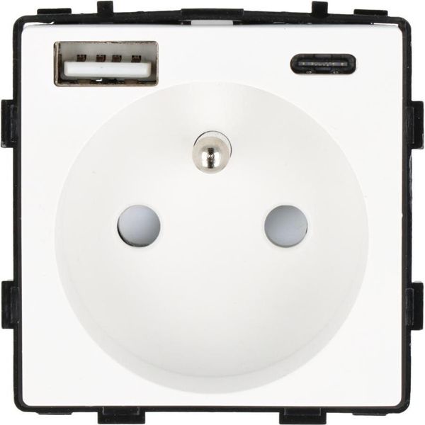 Modulo Presa Di Corrente Con Caricatore Rapido Usb Ac 230V Singolo Bianco 20W 4A-image