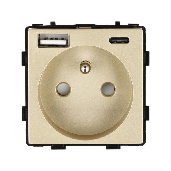Modulo Presa Di Corrente Con Caricatore Rapido Usb Ac 230V Singolo Oro 20W 4A-image