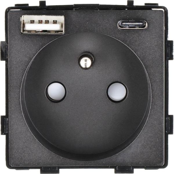 Modulo Presa Di Corrente Con Caricatore Rapido Usb Ac 230V Singolo Nero 20W 4A-image