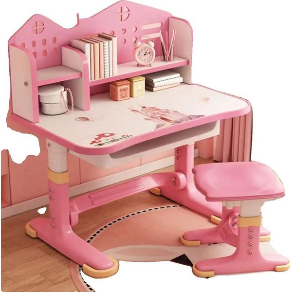 Set Tavolo Da Studio, Regolabile In Altezza, Design Ergonomico, Rosa-image