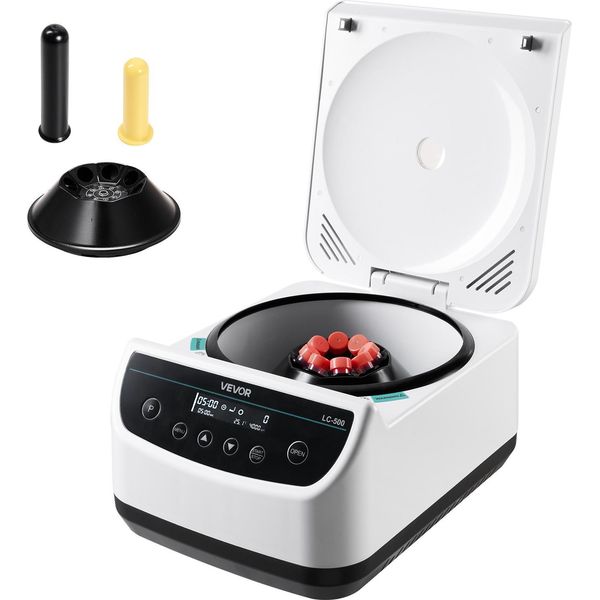 Centrifuga Vevor 100-1900 Xg Centrifuga Elettrica Da Laboratorio Rcf Con 1 Rotore Per Provette Da 2/5/10/15 Ml, Regolabile A 500-4000 Giri/Min, A Basso Rumore Per Esperimenti Di Laboratorio-image