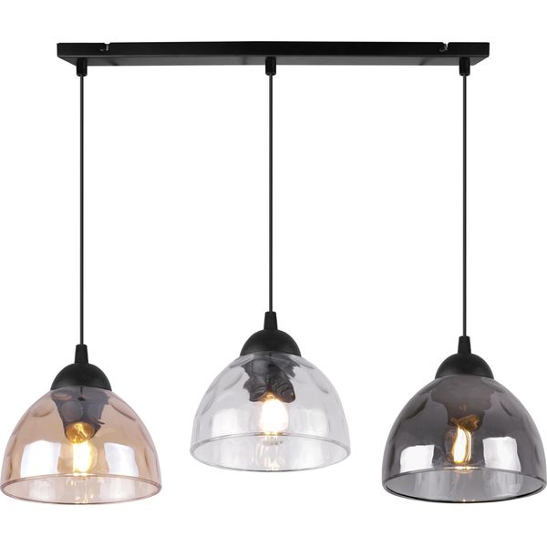 Lampada A Sospensione Venezia A 3 Luci Con Paralumi In Vetro Misto E27-image
