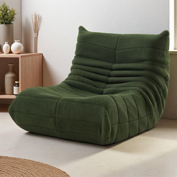 Poltrona Verde In Peluche A Forma Di Bradipo, In Morbido Tessuto Di Lana, Leggera E Portatile, Con Imbottitura Ad Alta Densità, Ideale Per Il Soggiorno, La Camera Da Letto O L'ufficio-image