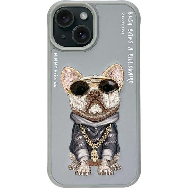 Nimmy Etui Iphone 15 6.1 Szary/Gray Glasses Cool Dog-image