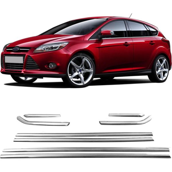 Modanature Per Finestrini Laterali, Acciaio Inox, Cromate, Ford Focus Mk3 2011-2017-image