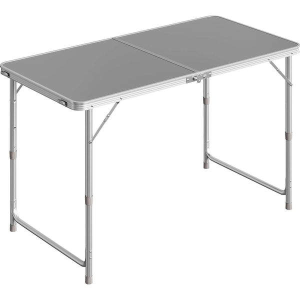 Tavolo Da Campeggio - Tavolo Da Picnic Pieghevole - 120×60 Cm - Altezza Regolabile 55-70 Cm - Struttura In Alluminio E Piano In Mdf - Leggero E Portatile - Capacità Di Carico 30 Kg - Grigio-image