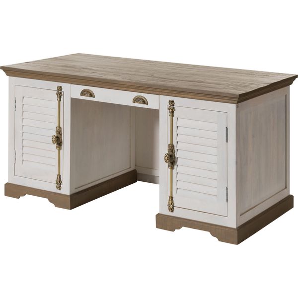 MASSIVMOEBEL24 | Scrivania Toulouse #120 In Legno Di Mango Laccato Bianco - 160X80X76-image