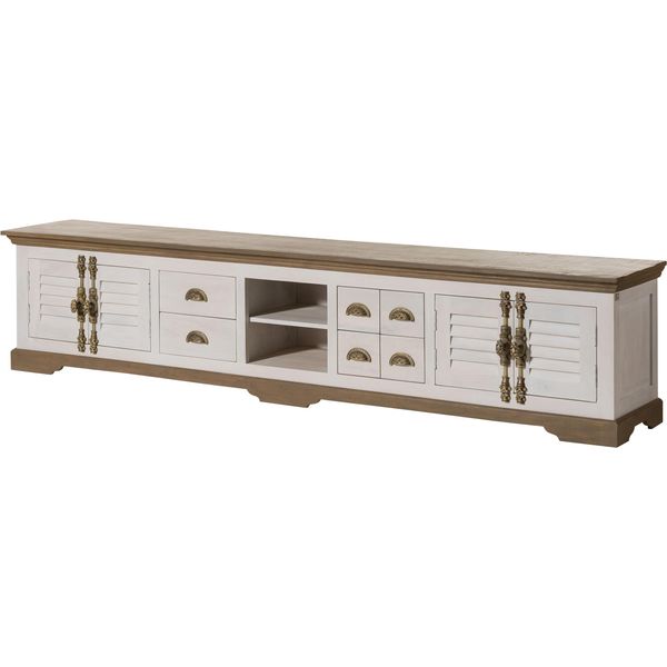 MASSIVMOEBEL24 | Mobile Tv Toulouse #118 In Legno Di Mango Laccato Bianco - 260X45X55-image