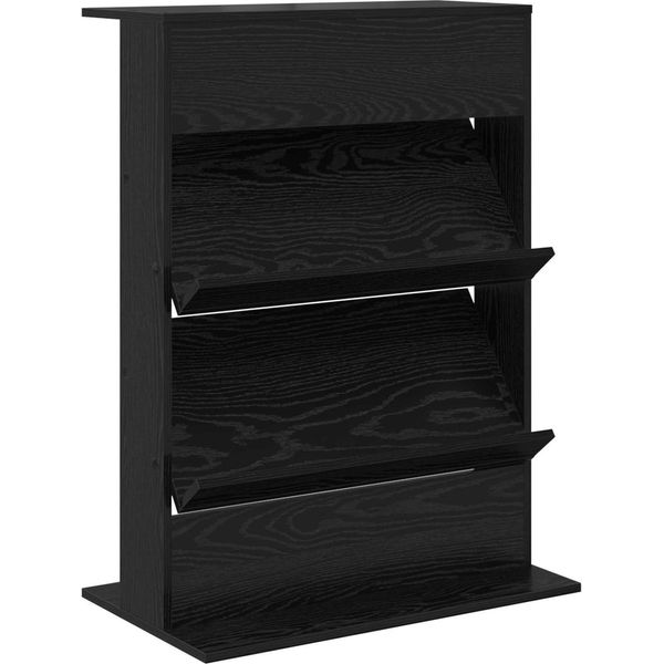 Vidaxl Portariviste Look Rovere Nero 70 X 41 X 96 Cm Materiale A Base Di Legno-image