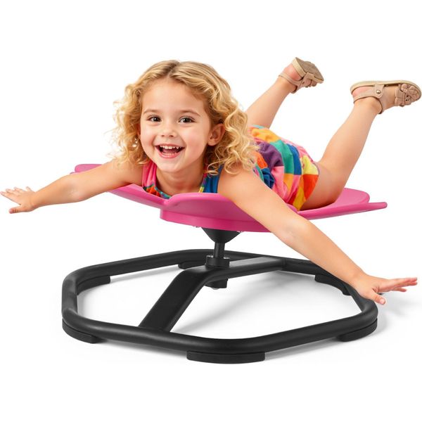 Sedia Girevole Per Bambini Vevor, Sedia Girevole Sensoriale A Forma Di Fiore, Portata 100 Kg, Giocattolo Sensoriale Con Base In Metallo Antiscivolo, Per Favorire La Coordinazione, L'equilibrio, La Concentrazione, Rosa-image