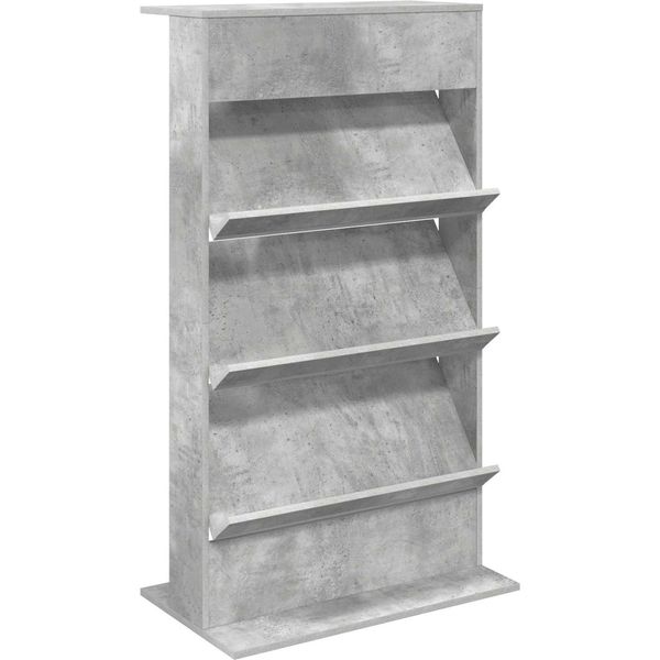 Vidaxl Portariviste Grigio Cemento 70 X 41 X 126 Cm Materiale A Base Di Legno-image