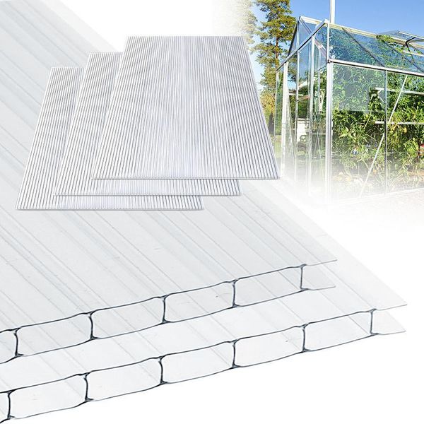 Izrielar 5X Lastre Alveolari 8Mm Tagliabili 121X60,5Cm Policarbonato 3,66M² Resistente Ai Raggi Uv Lastre Alveolari Trasparenti Lastre Per Serre Lastre Alveolari-image