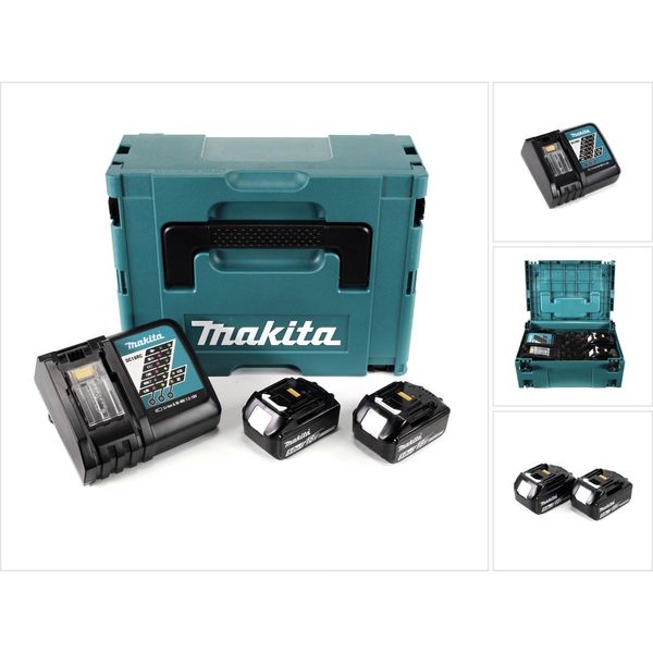 Makita Power Source Kit 18V - 2X Batterie BL1850B 5,0Ah + Caricabatterie Doppio DC18RC + Valigetta Makpac ( 197624-2 )-image
