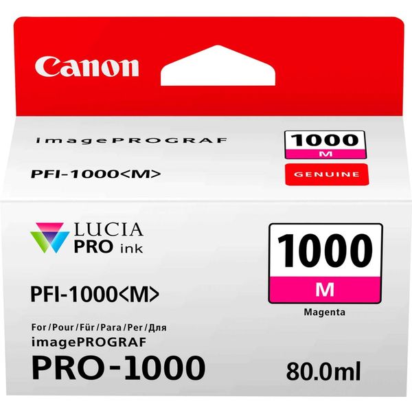 Canon PFI-1000 M - 80 Ml - Magenta - Originale - Contenitore D'inchiostro - Per Imageprograf PRO-1000-image