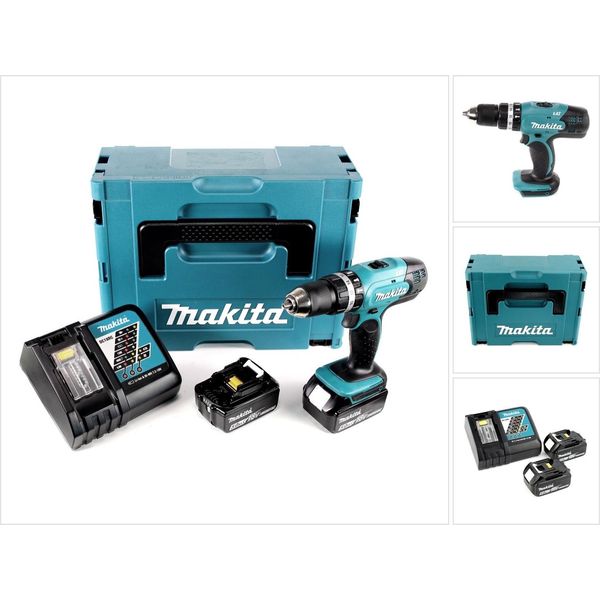 Trapano A Percussione A Batteria Makita Dhp 453 Rtj 18V 42Nm + 2X Batterie Ricaricabili 5.0Ah+ Caricabatterie In Makpac 2-image