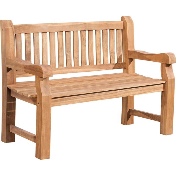 Clp Panca In Teak Jackson V2 Panca Da Giardino Con Schienale In Teak Massiccio Resistente Alle Intemperie 120 Cm-image
