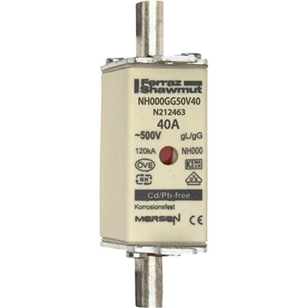 Nh Zero Taglia 000, 40A AC500V - Fusibile A Bassa Tensione Hrc NH0 40A NH000GG50V40-image