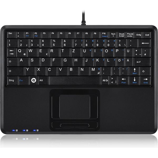 Perixx PERIBOARD-510 H Plus Es, Mini Tastiera Usb, Touchpad, Hub, Nero-image