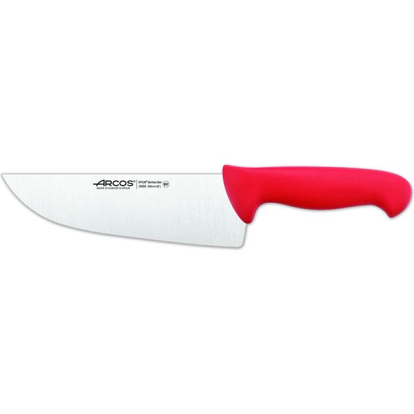 Coltello Da Macellaio Arcos Colore - Prof 295922 Acciaio Inossidabile Nitrum E Mango Polipropilene Rosso Ergonomico E Lama Da 20 Cm, Vetrina-image