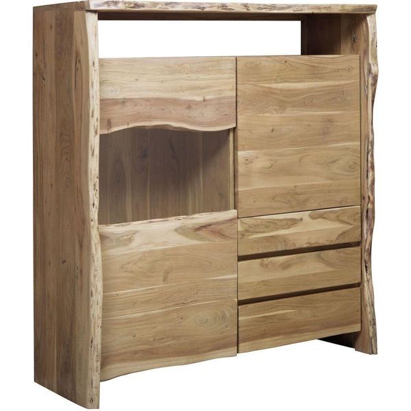 MASSIVMOEBEL24 | Pure Acacia #703 Comò A Vetrina In Legno Di Acacia - Laccato / Natur 131X45X147-image
