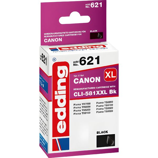 Edding 18-621 Edding EDD-621 Schwarz Druckerpatrone Kompatibel Zu Canon CLI-581XXL Bk-image