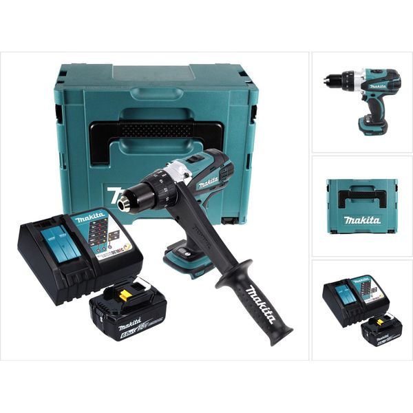 Makita Ddf 458 RG1J Trapano Avvitatore A Batteria 18 V 91 Nm + 1X Batteria Ricaricabile 6,0 Ah + Caricabatterie + Makpac-image