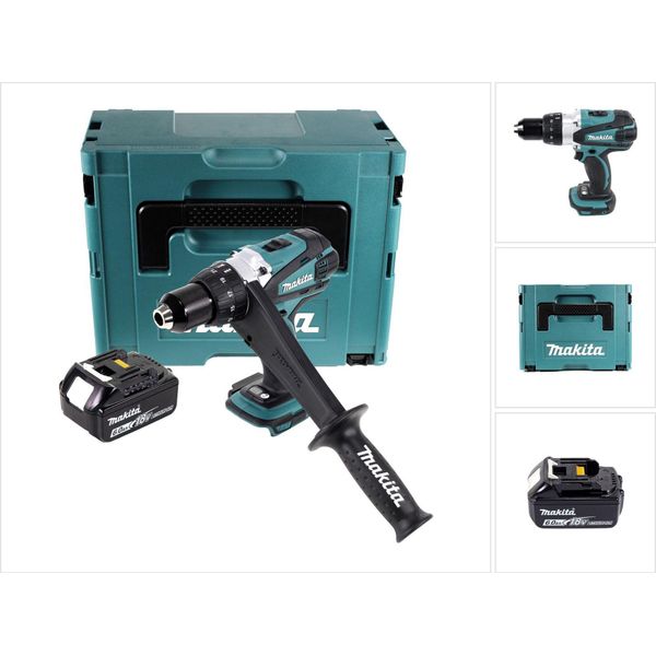 Trapano Avvitatore A Batteria Makita Ddf 458 G1J 18 V 91 Nm + 1X Batteria Ricaricabile 6,0 Ah + Makpac - Senza Caricabatterie-image