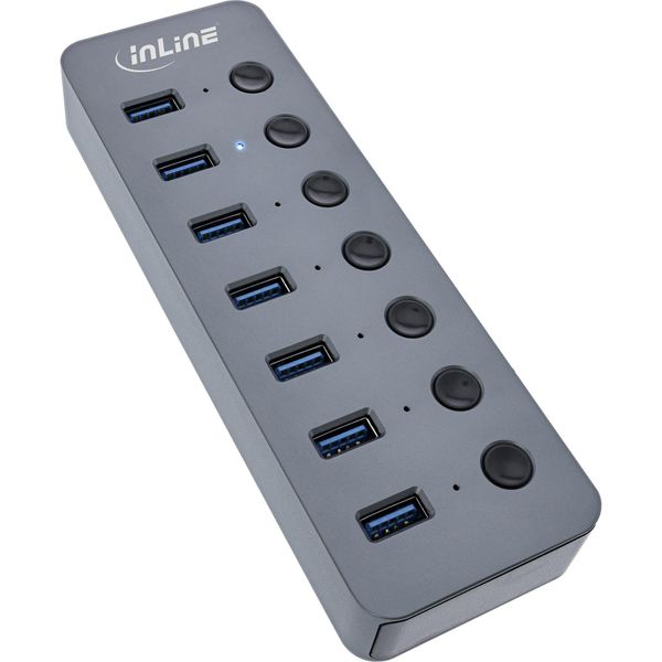 Hub Inline® 35395D Inline® Usb 3.2 Gen.1, 7 Porte, Con Interruttore, Alluminio, Grigio, Con Alimentatore-image