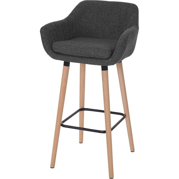 Sgabello Da Bar Malmö T381, Sgabello Da Banco Certificato Mvg ~ Tessile, Grigio Scuro-image