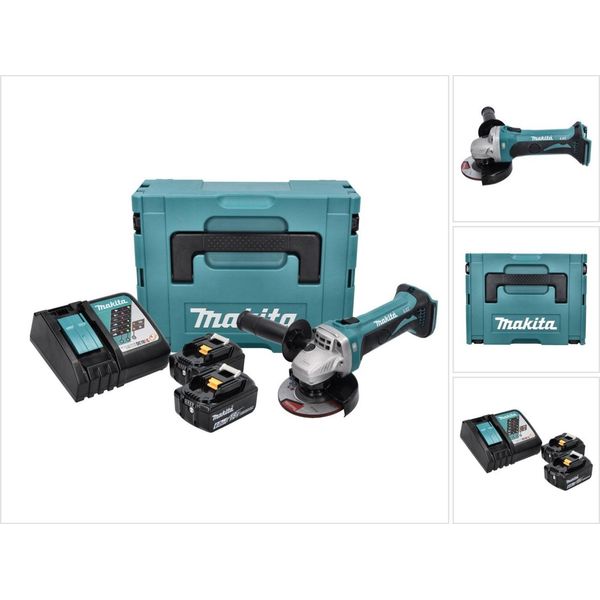 Smerigliatrice Angolare A Batteria Makita Dga 452 Rgj 18 V 115 Mm + 2X Batteria Ricaricabile 6,0 Ah + Caricabatterie + Makpac-image