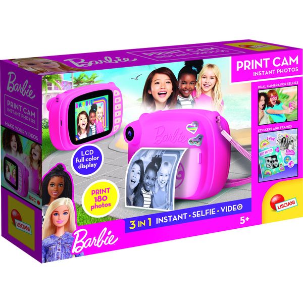 Lisciani 97050 - Barbie Print Cam Fotocamera Istantanea Stampante Foto Bambini Ragazze Foto-image