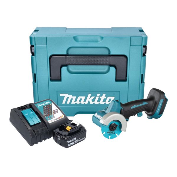 Smerigliatrice Angolare A Batteria Makita Dmc 300 RT1J 18 V 76 Mm Brushless + 1X Batteria 5,0 Ah + Caricabatterie + Makpac-image