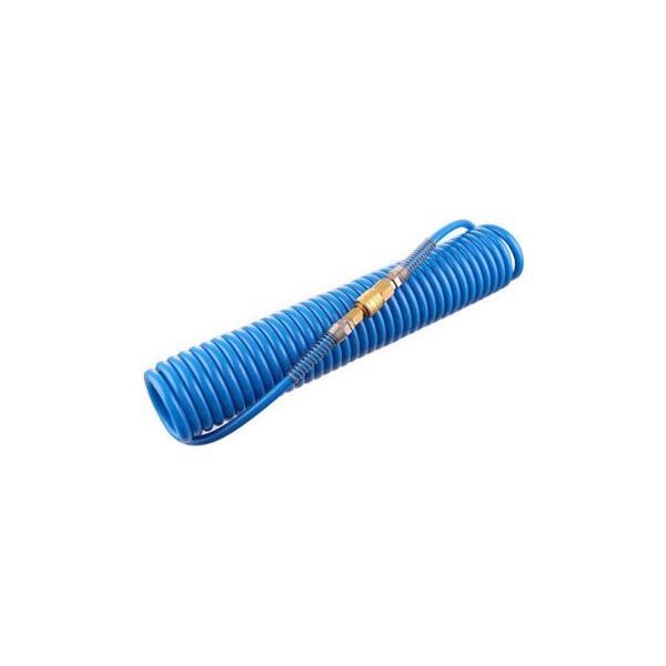 Tubo A Spirale 8X12 10M Poliuretano Blu Ottone Attacchi Rapidi-image