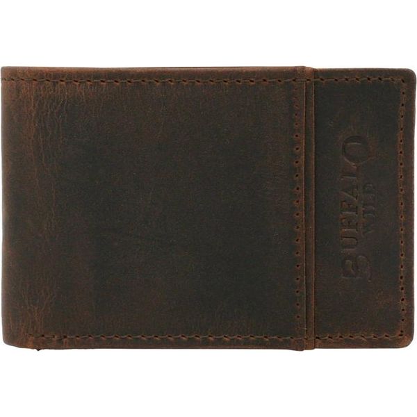 Buffalo Wild | Portafoglio Piccolo In Pelle, Per Uomo, Senza Chiusura, In Pelle Naturale, Marrone, 12X9,5 Cm-image