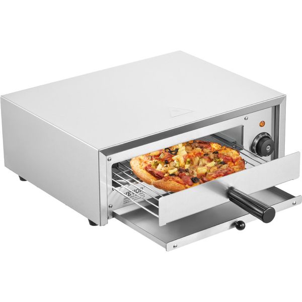 Vevor Forno Commerciale Per Pizza A 1 Strato 305 Mm, Forno Elettrico Per Pizza In Acciaio Inox Con Manopola Girevole, Pizzaiolo Multiuso Da Interno, Per La Cottura In Ristoranti, A Casa, Acciaio Inox-image