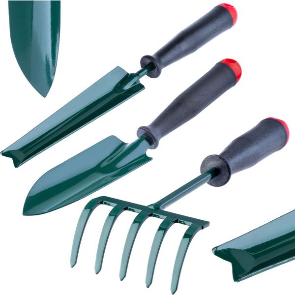 Kadax Set Di Attrezzi Da Giardino 3In1 Cazzuola Rastrello Tagliasiepe Forte-image
