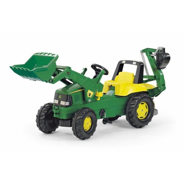 Rolly Toys Trattore A Pedali John Deere + Caricatore Frontale, Escavatore, Giocattolo Di Sabbia, Cantiere-image