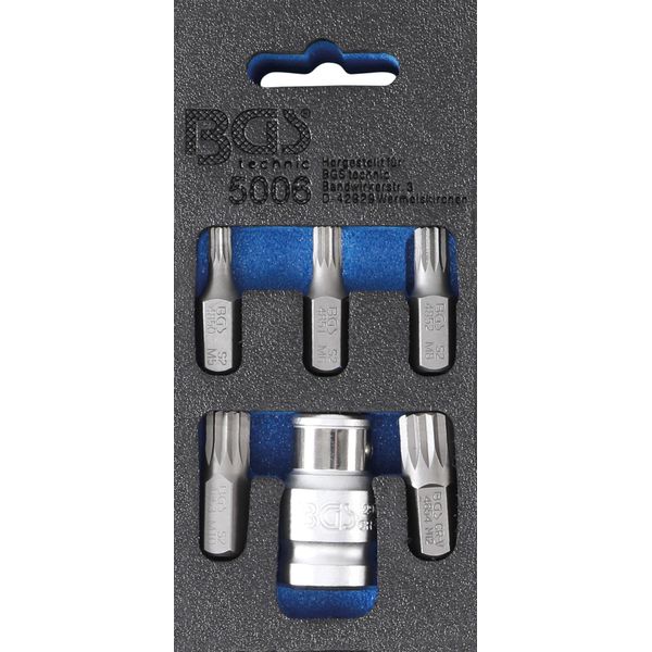 Bgs 5006 | Set Di Punte Per Cacciavite | Esagono Esterno 10 Mm (3/8") | Multidente Interno (Per Xzn) | 6 Pz."-image