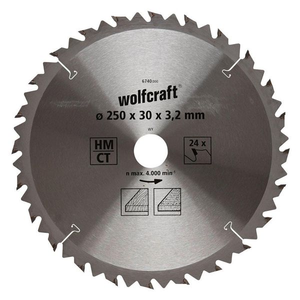 Lama Per Seghe Circolari Wolfcraft Per Tagli Grezzi, Ø 250X30 Z24 6740000-image