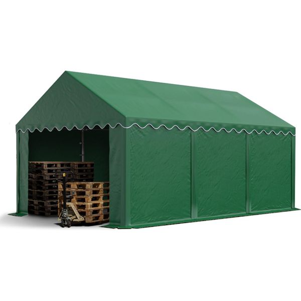 Toolport Tendone Deposito 4X6 M Pvc 700 N Tenda Capannone Impermeabile Verde Scuro-image