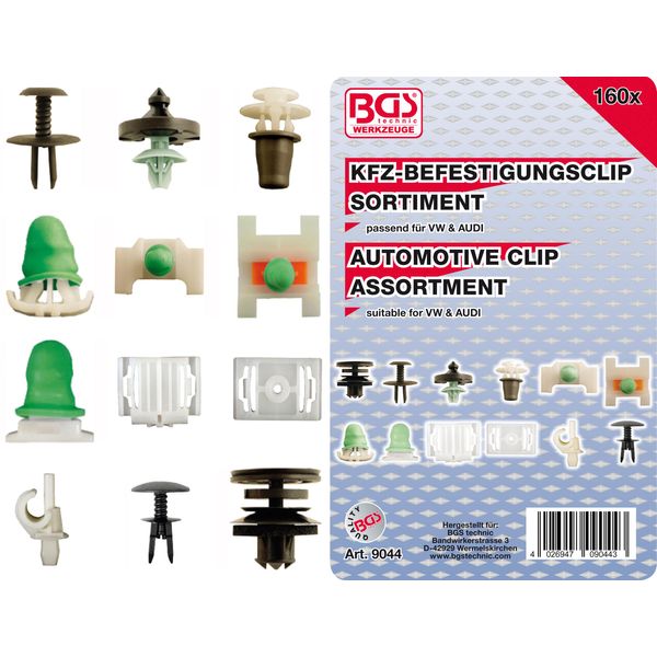 Bgs Assortimento Di Clip Di Fissaggio Per Auto Per Audi / Vw 160 Pezzi - 9044-image