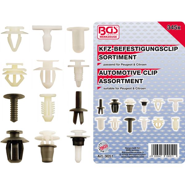 Bgs Assortimento Di Clip Di Fissaggio Per Peugeot / Citroen 345 Pezzi - 9051-image