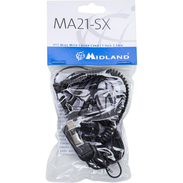 Cuffia Microfonica Midland MA21-SX Con Pulsante Da 2,5 Mm E Tasto Ptt Per Stazioni Radio-image