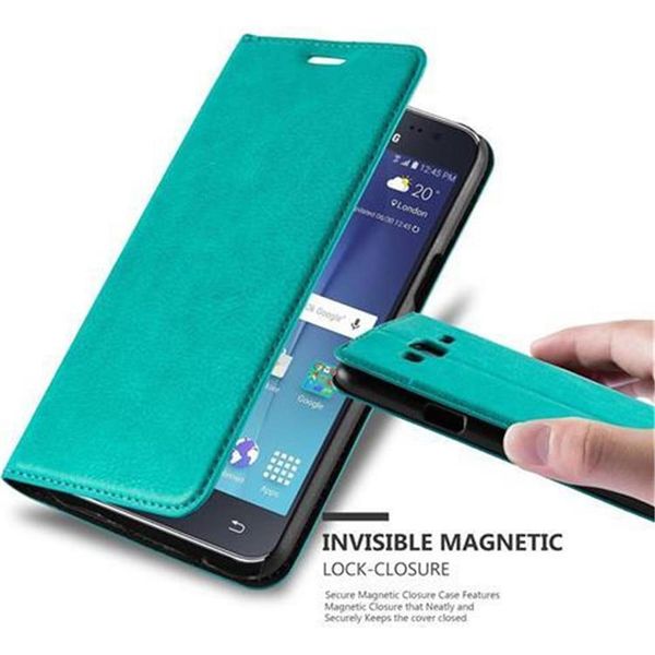 Cadorabo Custodia Per Samsung Galaxy J5 2015 Custodia Protettiva In Turchese Custodia Per Cellulare Cover Chiusura Magnetica-image