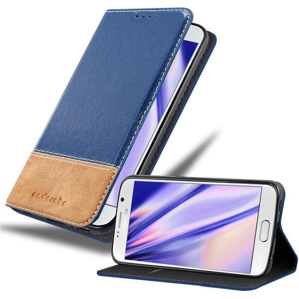 Cadorabo Custodia Per Samsung Galaxy S6 Custodia Protettiva In Blu Shandy Custodia Book Case Custodia In Similcuoio-image