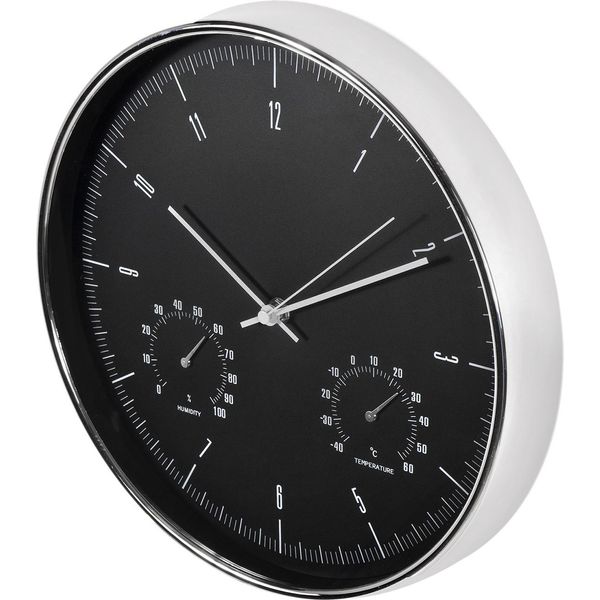 Orologio Da Parete Al Quarzo Silenzioso Con Igrometro E Termometro In Argento-image